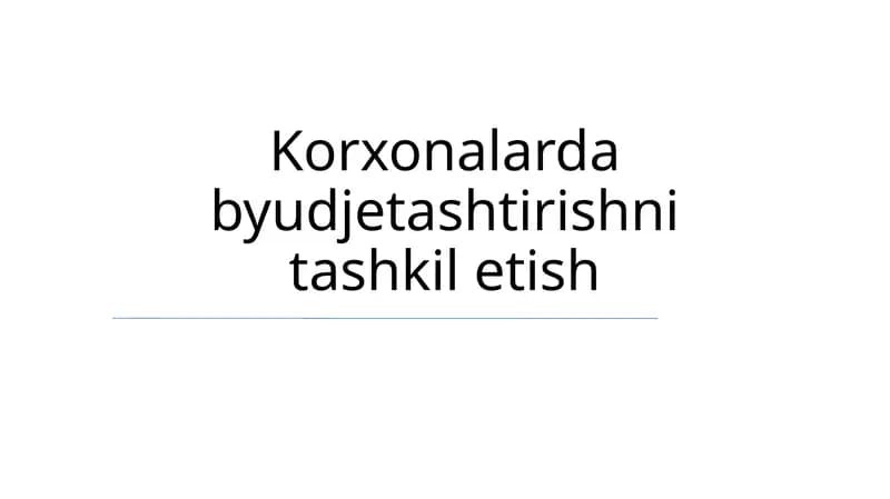 Byudjetlashtirishning asosiy tushunchalari va jarayoni