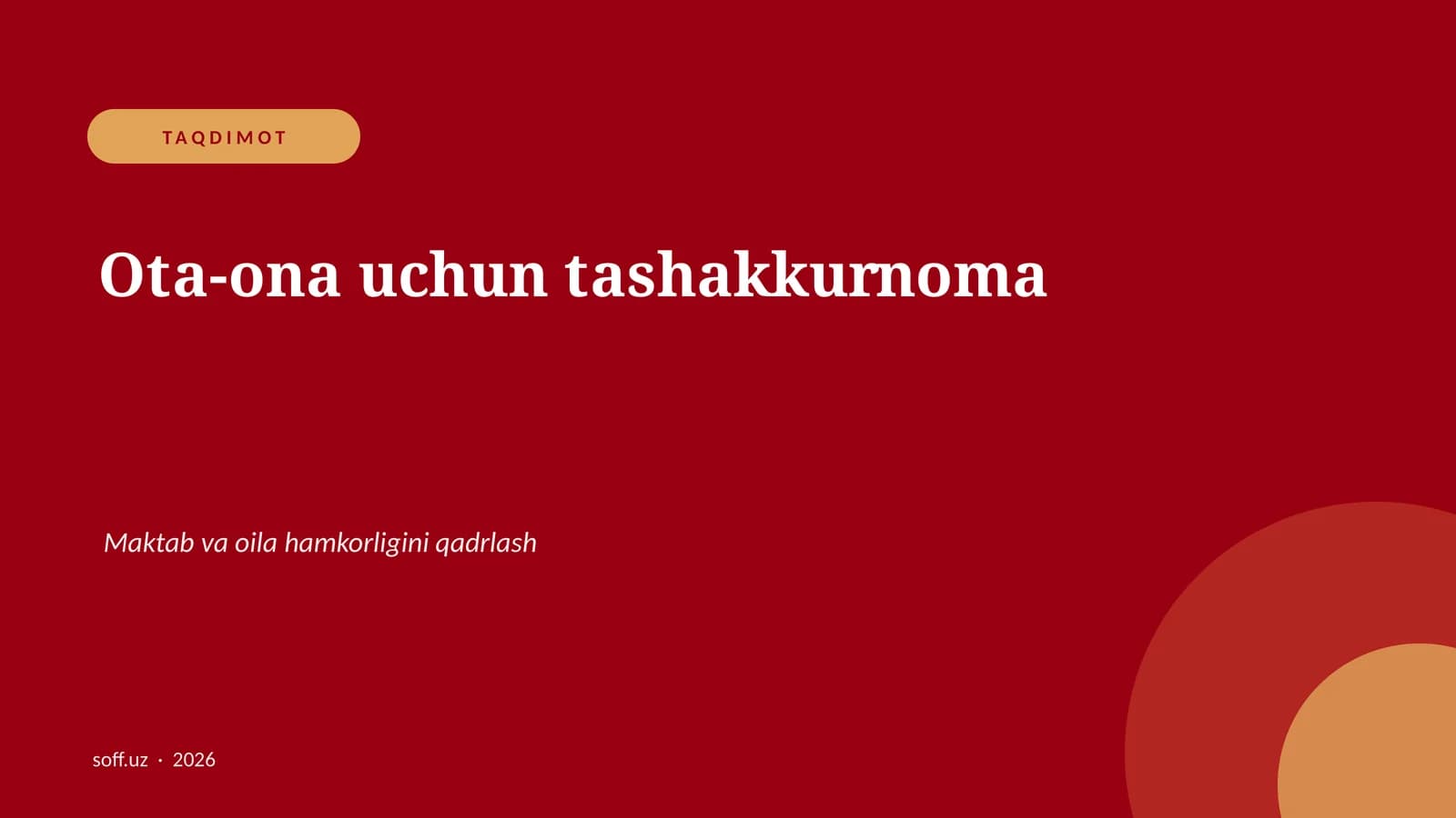 Ota-ona uchun tashakkurnoma