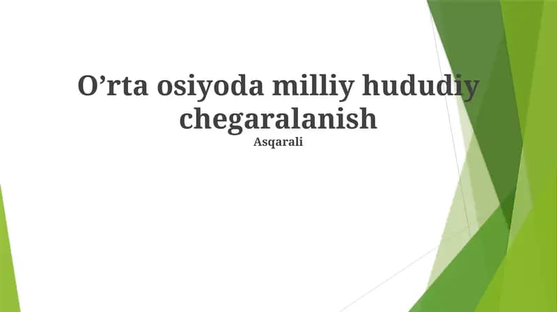 O’rta osiyoda milliy hududiy chegaralanish