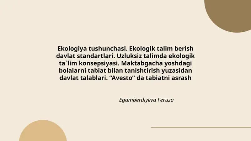 Ekologiya tushunchasi