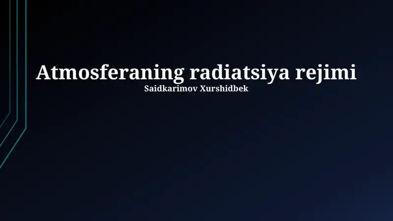 Atmosferaning radiatsiya rejimi