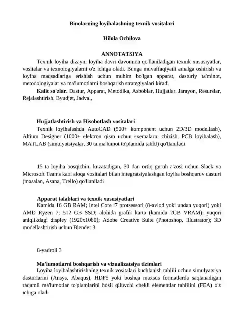 Texnik loyiha dizayni