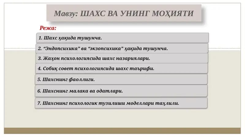 Шахс ва унинг моҳияти