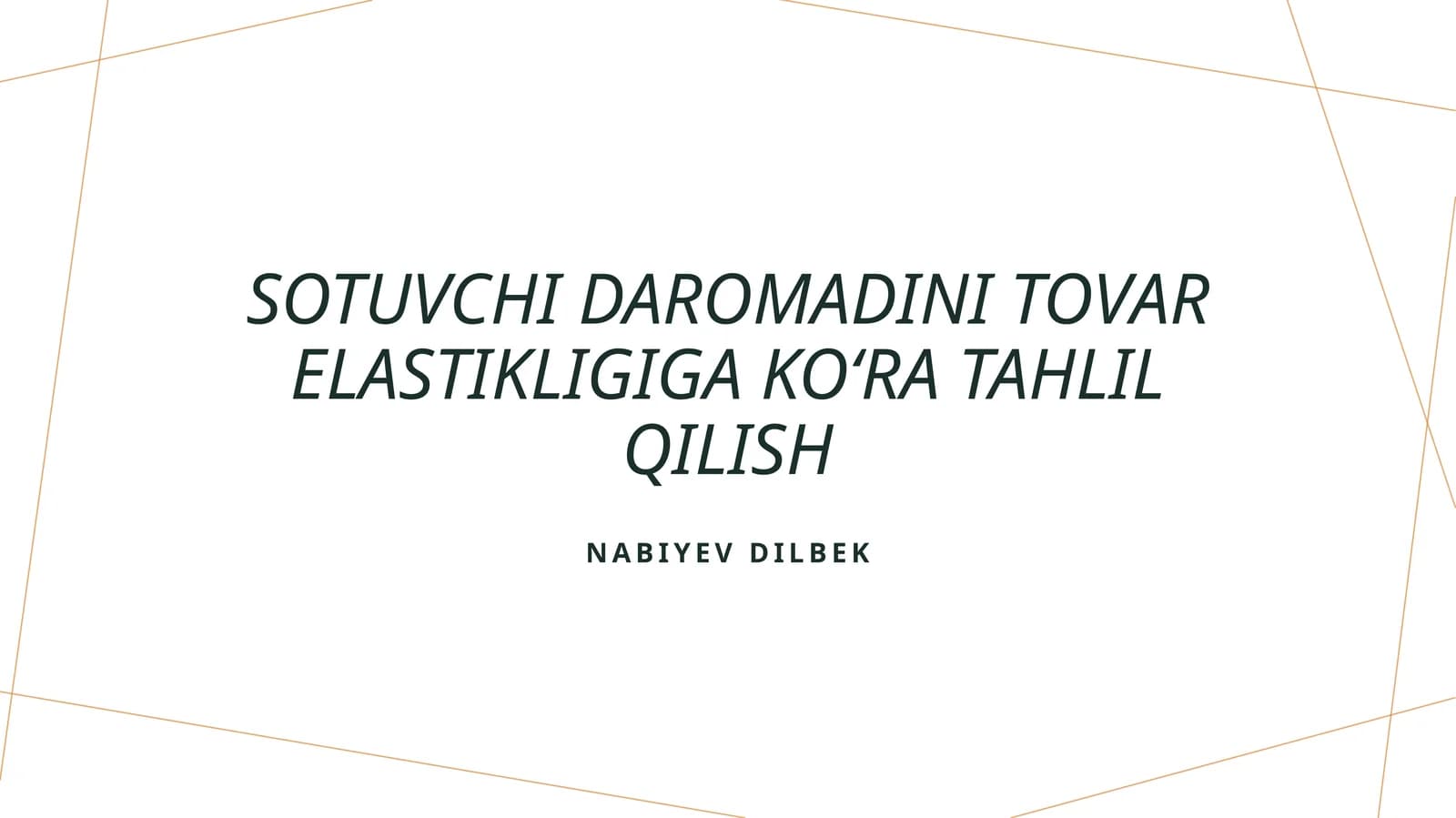 Tovar elastikligi va daromad o'rtasidagi bog'lanish