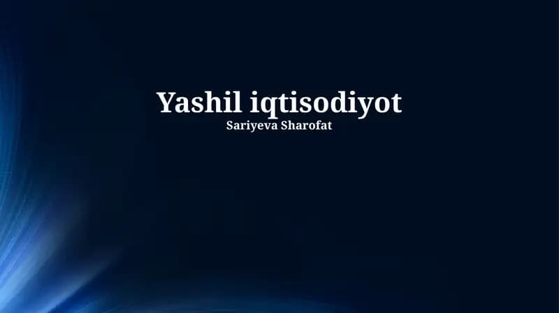 Yashil iqtisodiyot