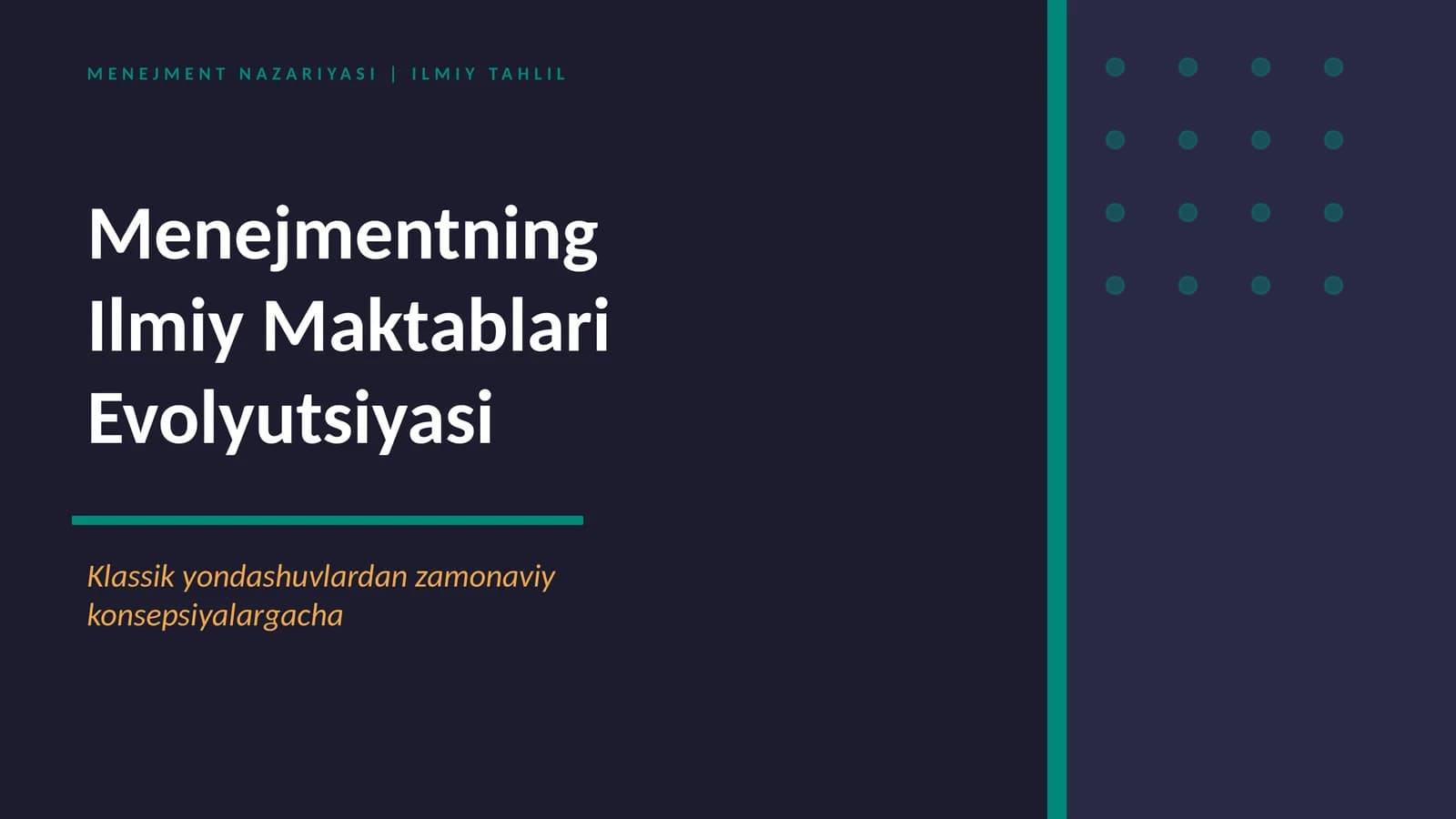 MENEJMENT NAZARIYASI | ILMIY TAHLIL