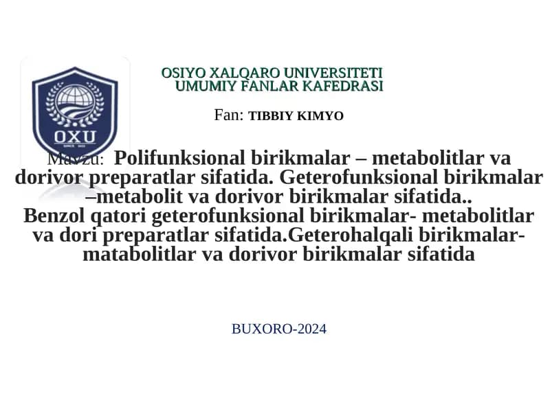 Polifunksional birikmalar va metabolitlar