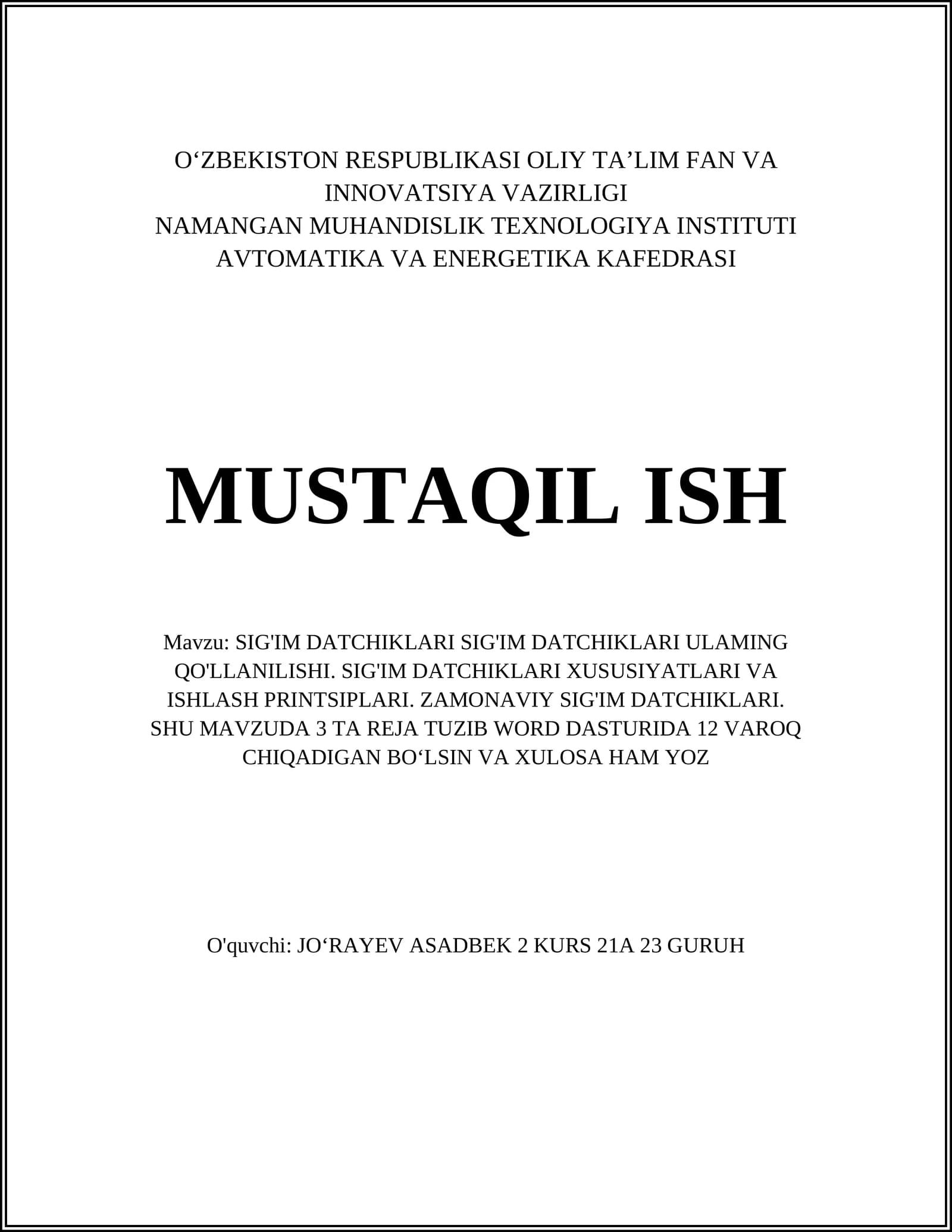 SIG'IM DATCHIKLARI