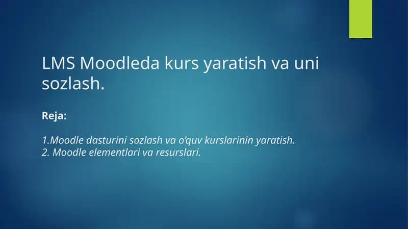 Kurs elementlarini shakllantirish