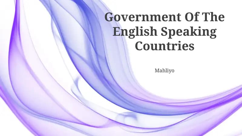 Government Of The English Speaking Countries