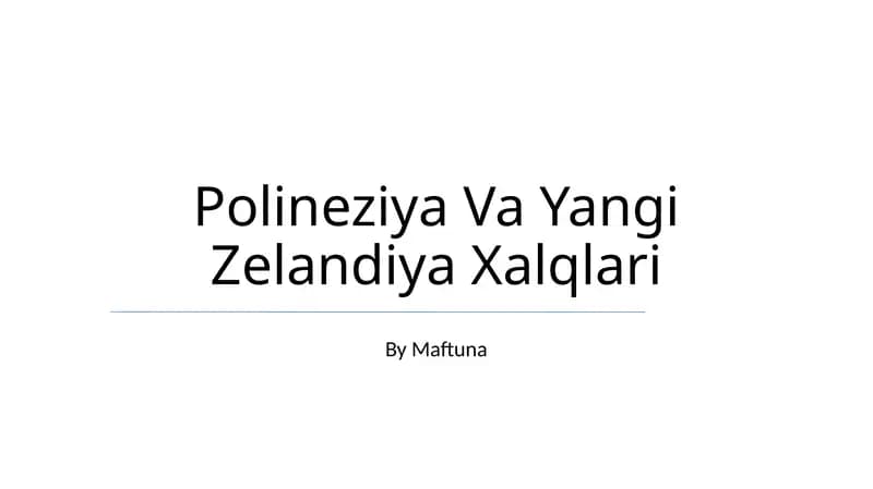 Polineziya Va Yangi Zelandiya Xalqlari