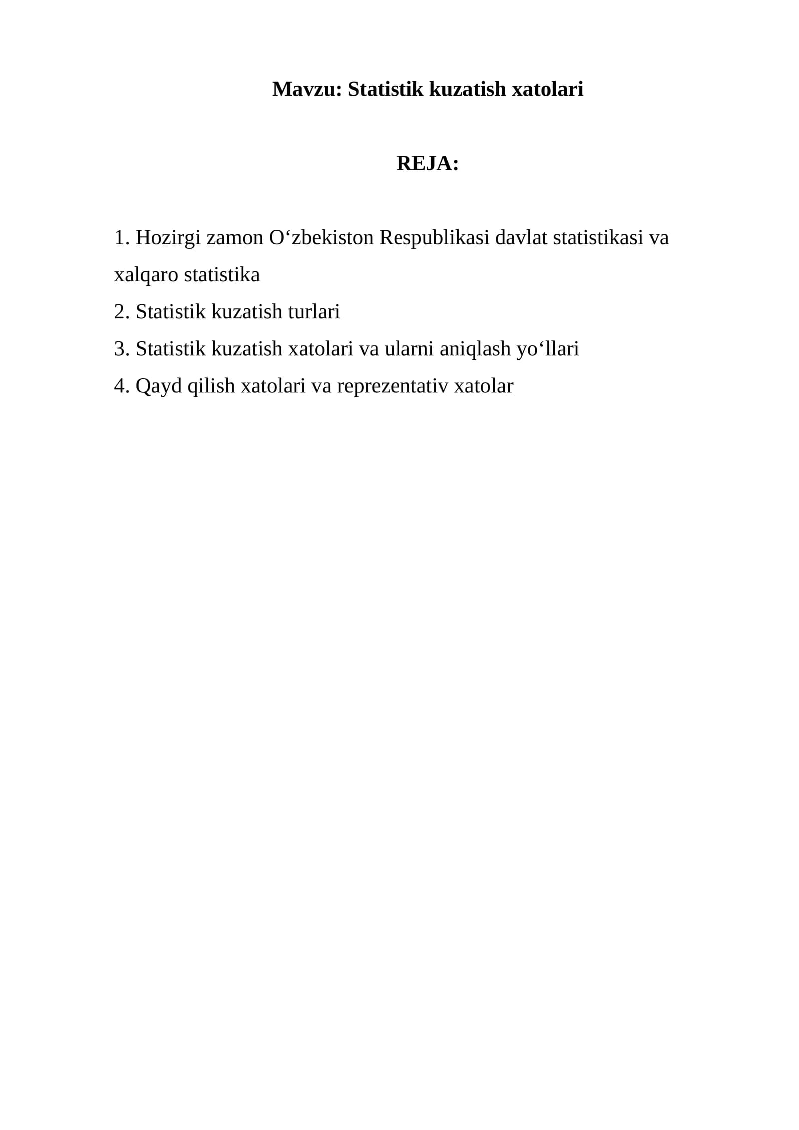 Statistik kuzatish xatolari
