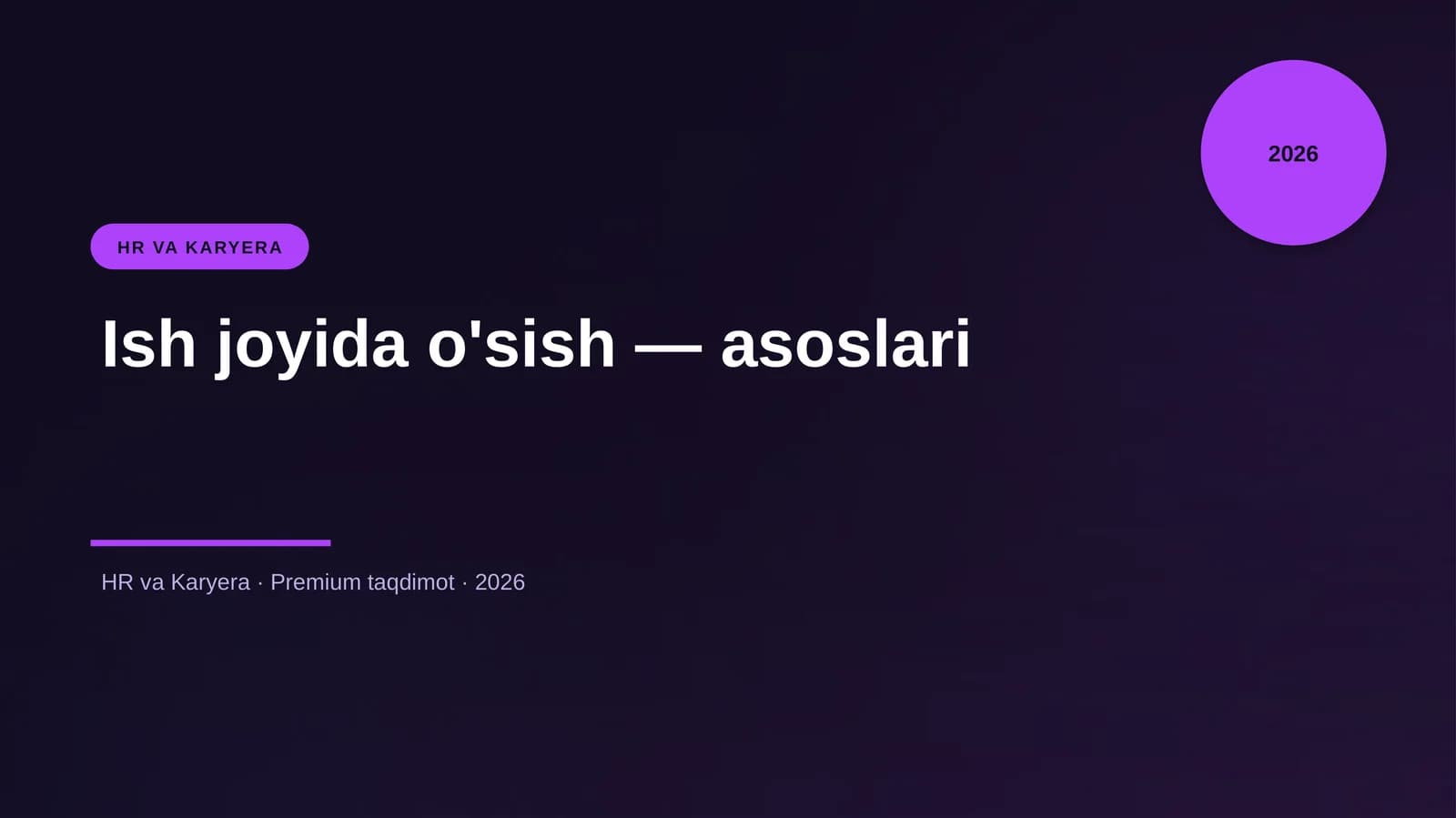 Ish joyida o'sish — asoslari