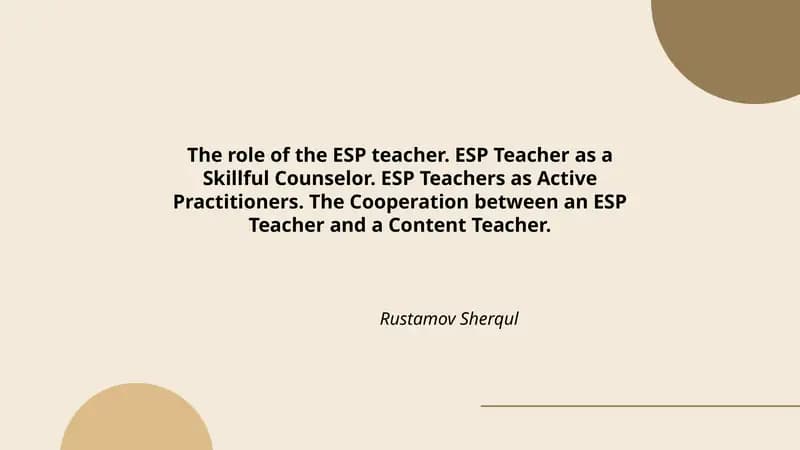 The role of the ESP teacher