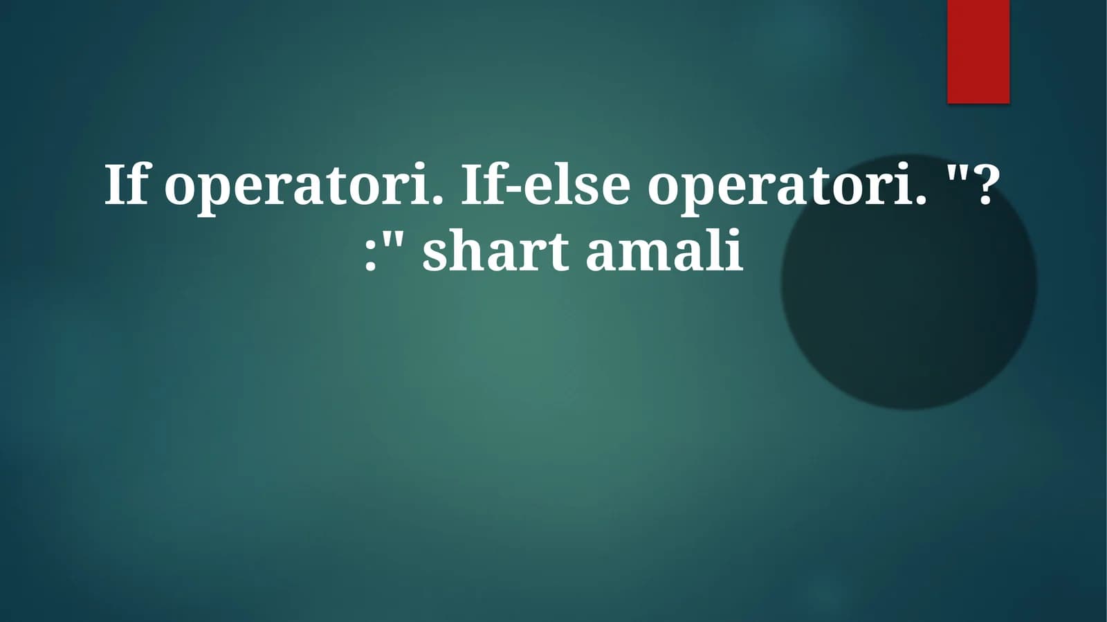 Agar-yo'qsa operatorlari (C++, Java, Python va h.k.) bir nechta shartlarni `if`, `else if`, `else` bloklari yordamida qayta ishlaydi; boolean ifodalarni (rost/yolg'on) baholashga asoslanib turli kod bloklarini bajaradi; masalan, `if (x > 10) {