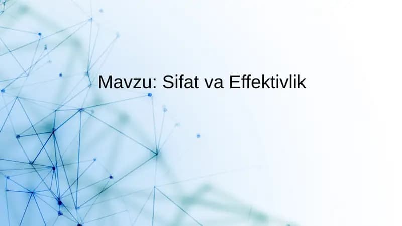 Sifat va Effektivlik