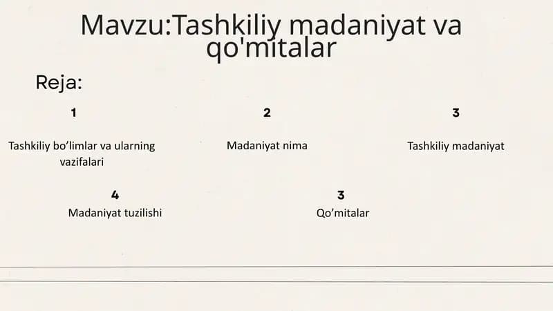 Tashkiliy madaniyat va qo'mitalar