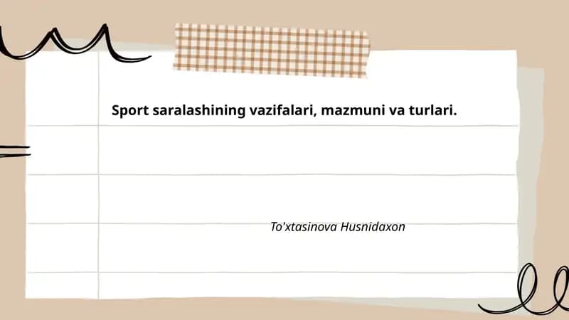 Sport saralashining taʼrifi va maqsadi