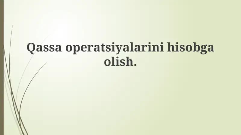 Qassa operatsiyalarini hisobga olish