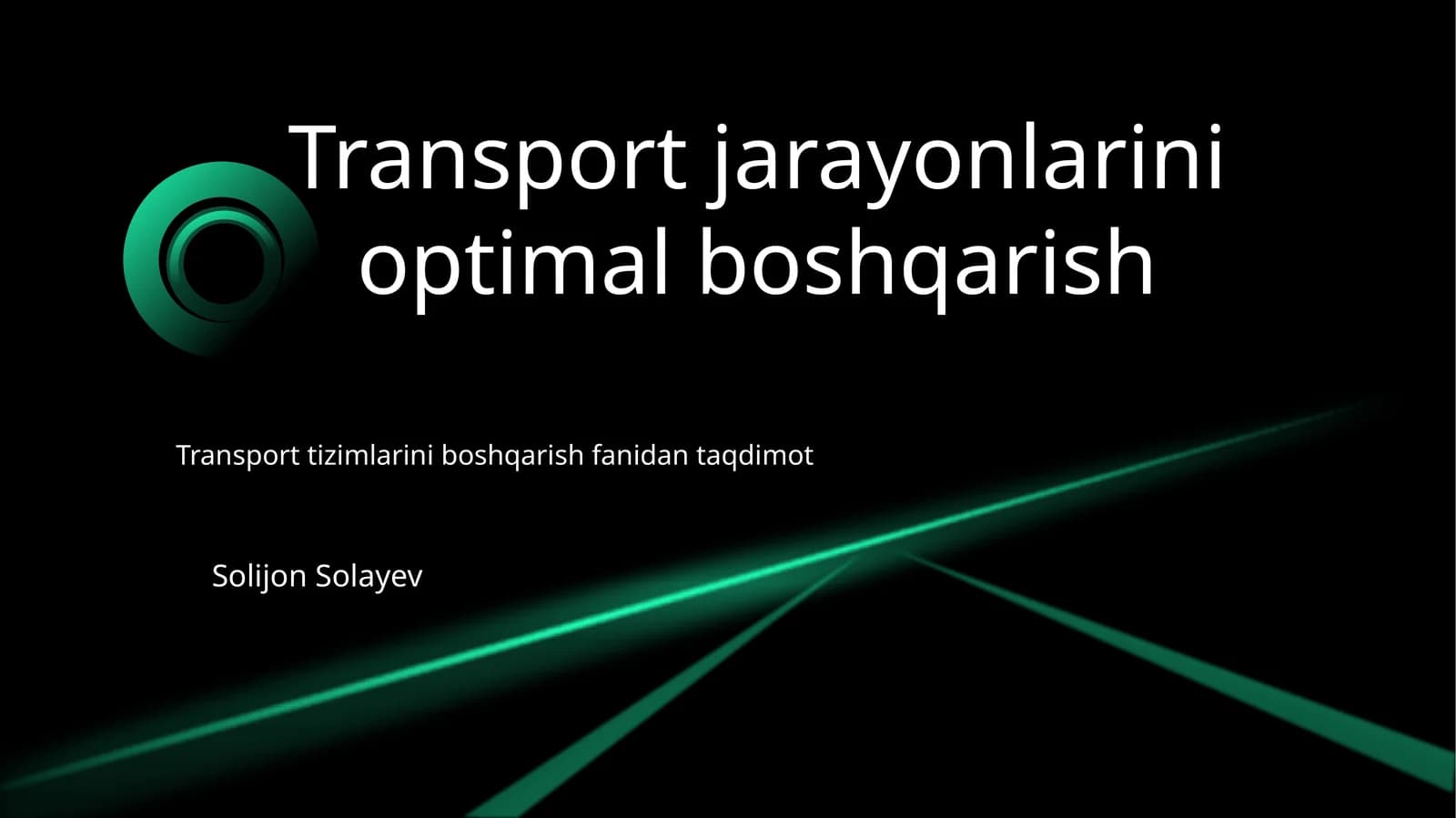 Transport jarayonlarini optimal boshqarish