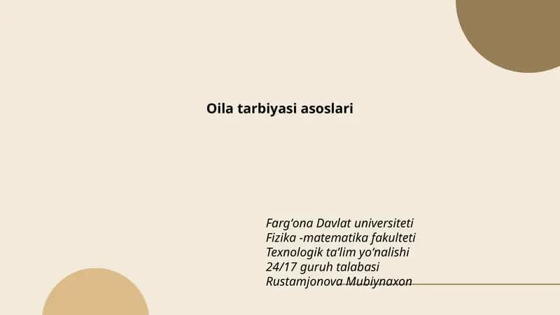 Oila tarbiyasi asoslari