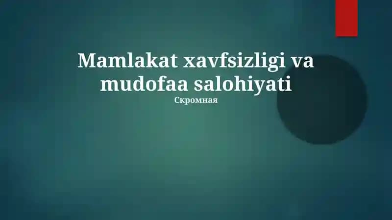 Mamlakat xavfsizligi va mudofaa salohiyati