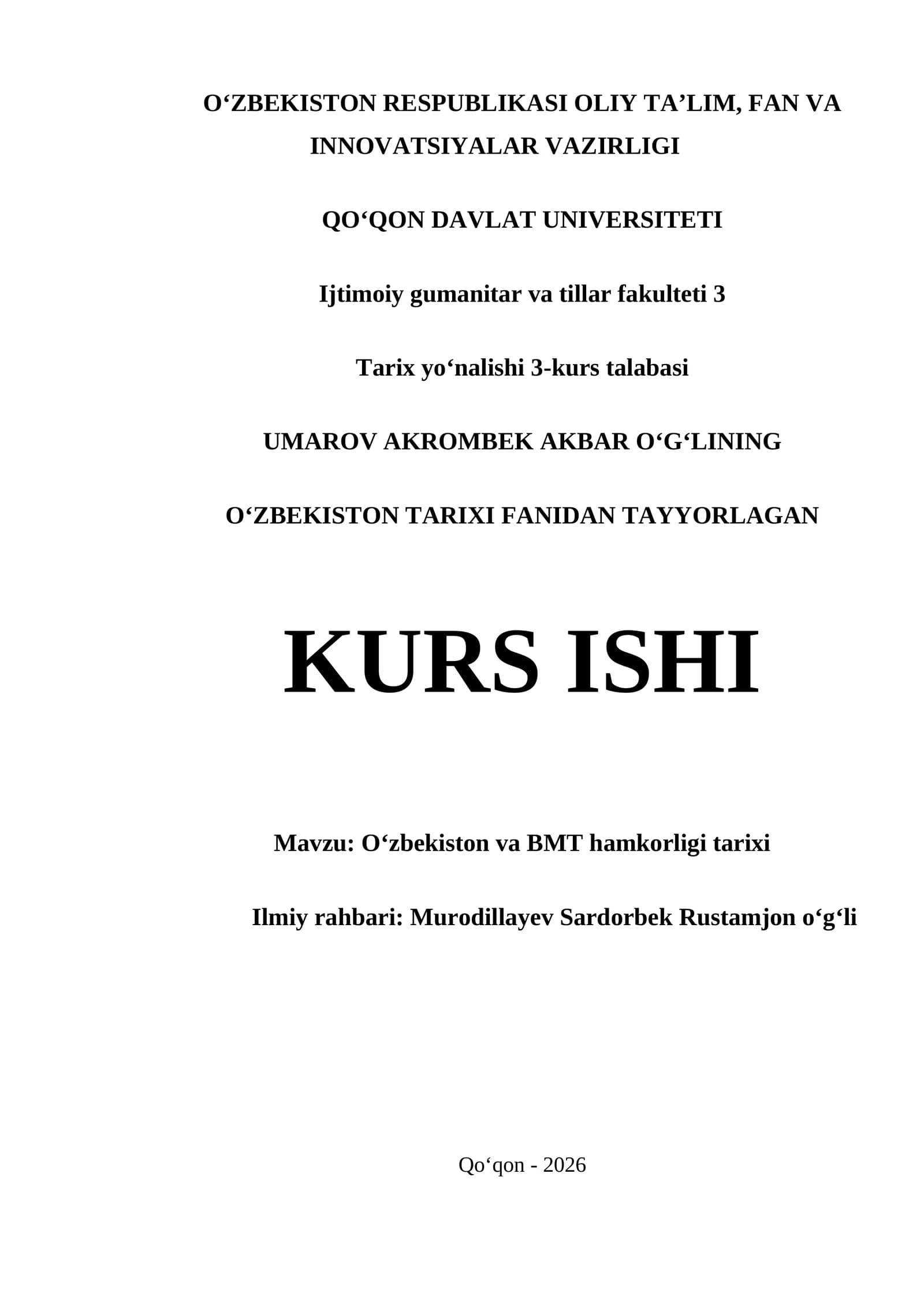 Oʻzbekiston va BMT hamkorligi tarixi