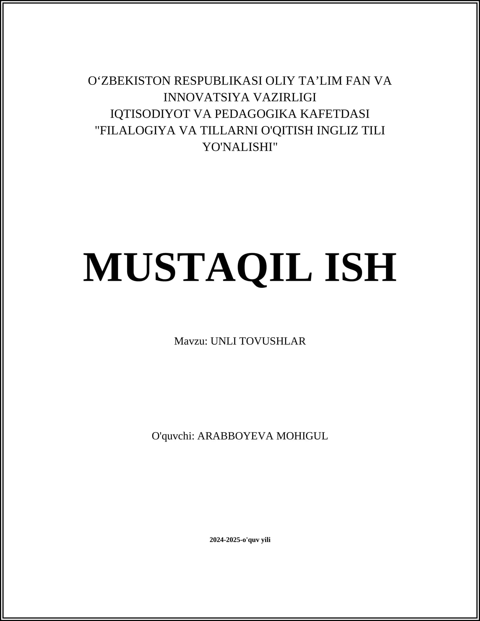 UNLI TOVUSHLAR