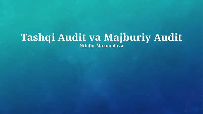 Tashqi Audit va Majburiy Audit