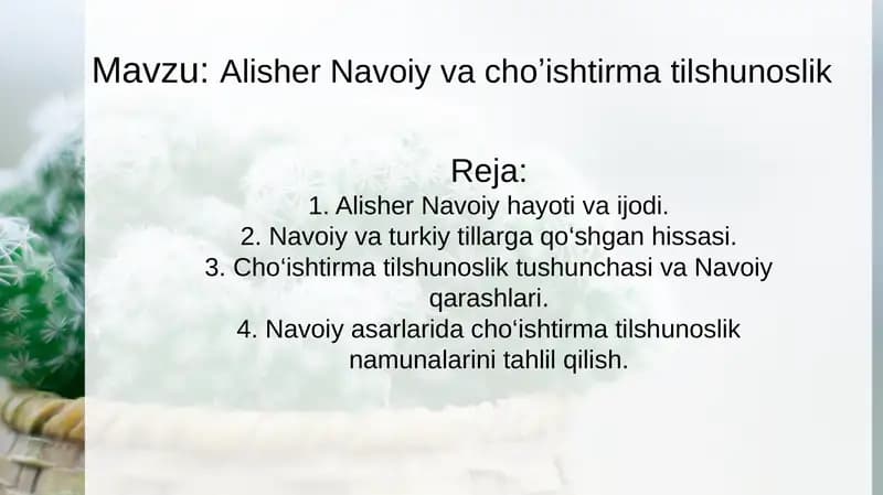 Alisher Navoiy vachoʼishtirmatilshunoslik
