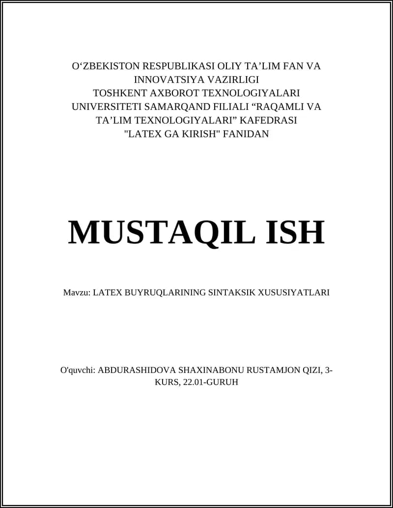 LATEX GA KIRISH