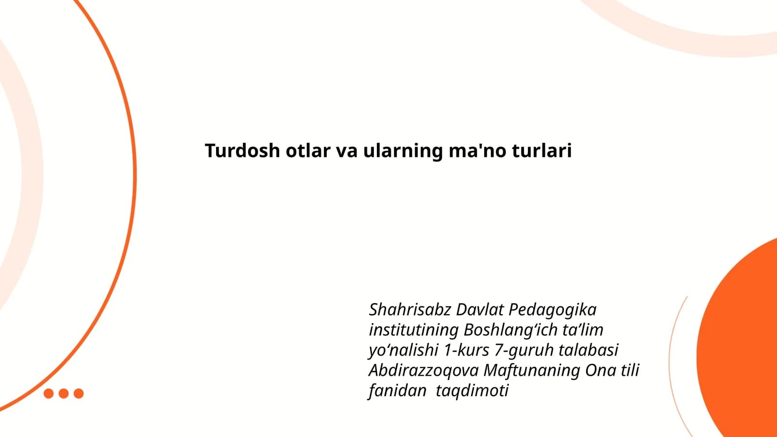 Turdosh otlar va ularning ma'no turlari