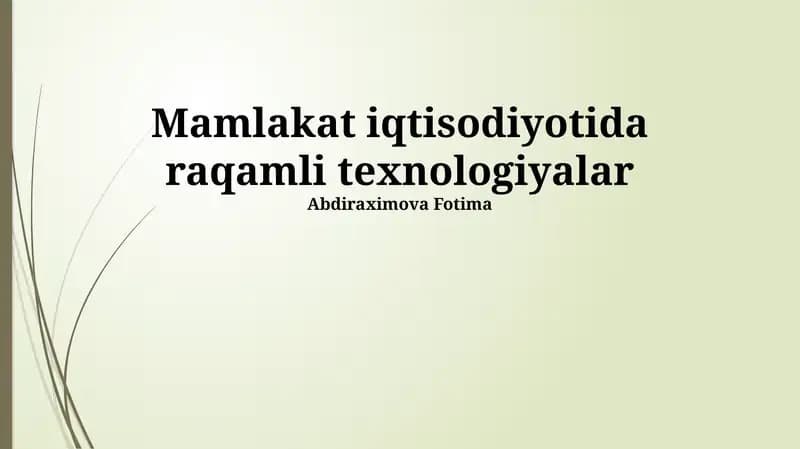 Raqamli Iqtisodiyot