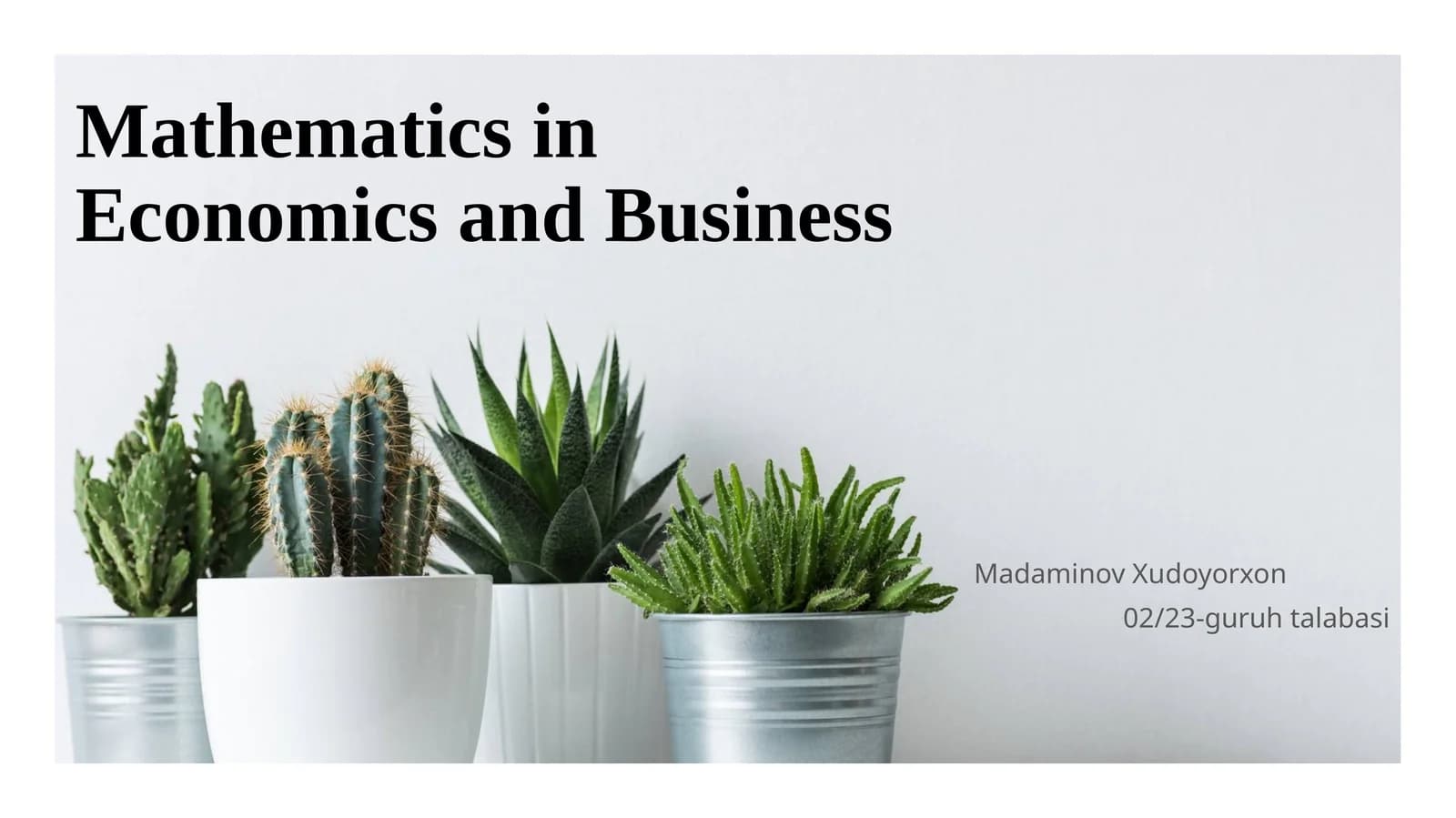 Mathematics in Economics and Business