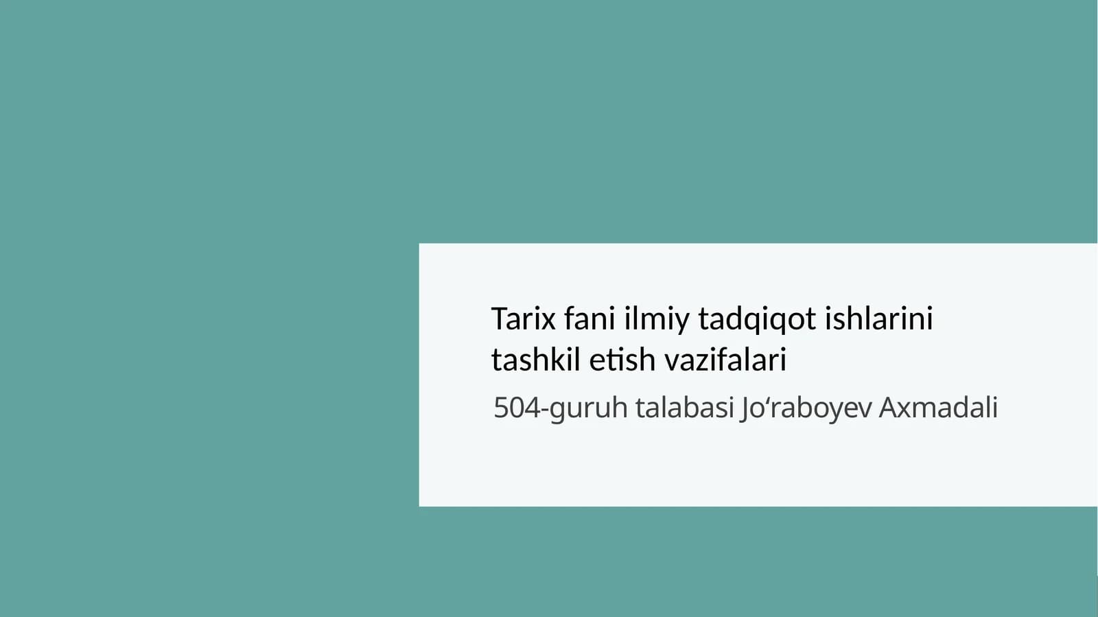Tarix fanining ilmiy tadqiqot ishlari