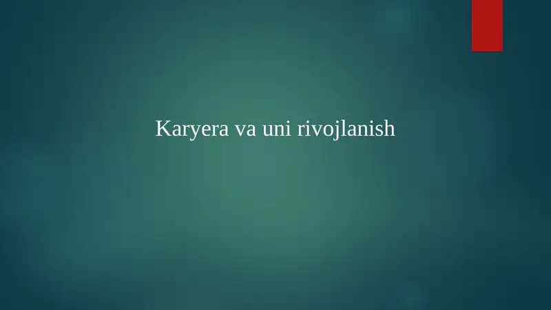 Karyera va uni rivojlanish