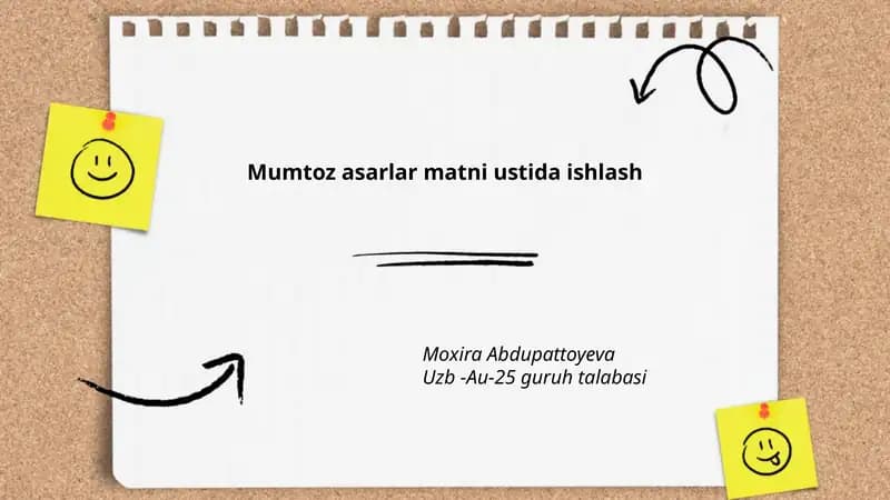 Mumtoz asarlar matni ustida ishlash