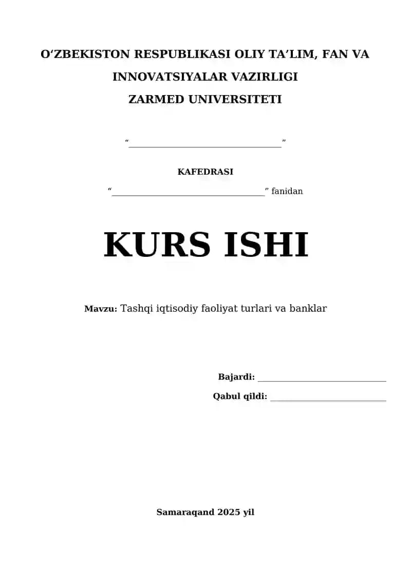 Tashqi iqtisodiy faoliyat turlari va banklar