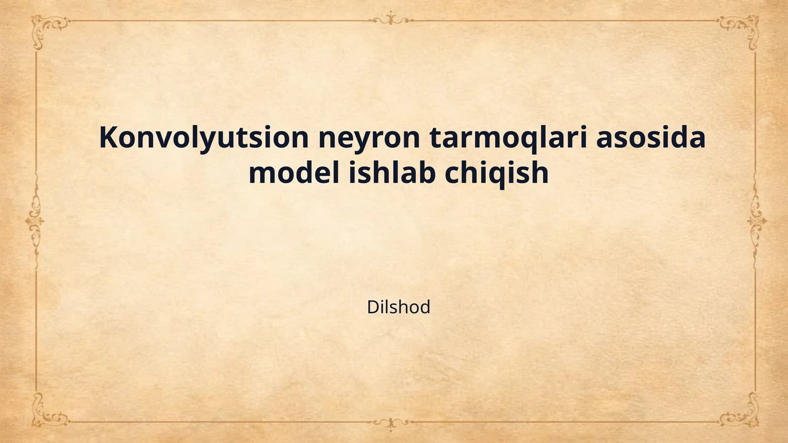 Konvolyutsion neyron tarmoqlari asosida model ishlab chiqish