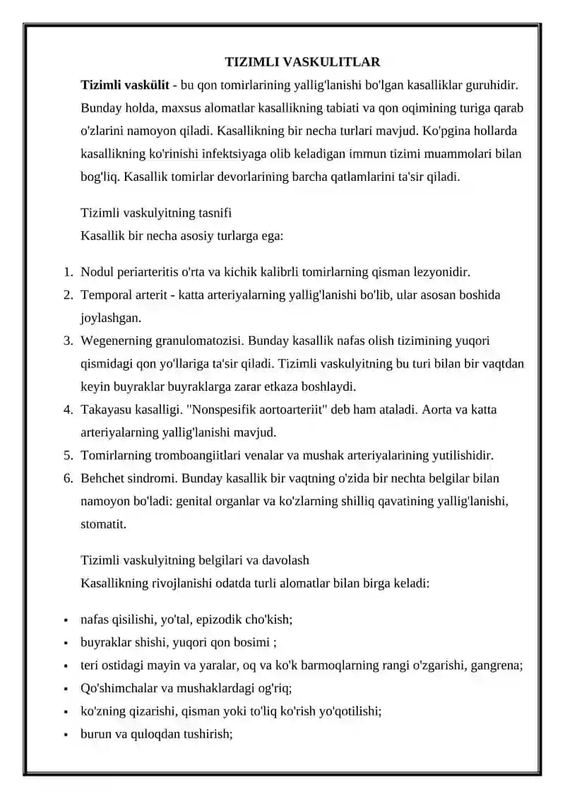 Tizimli Vaskulitlar
