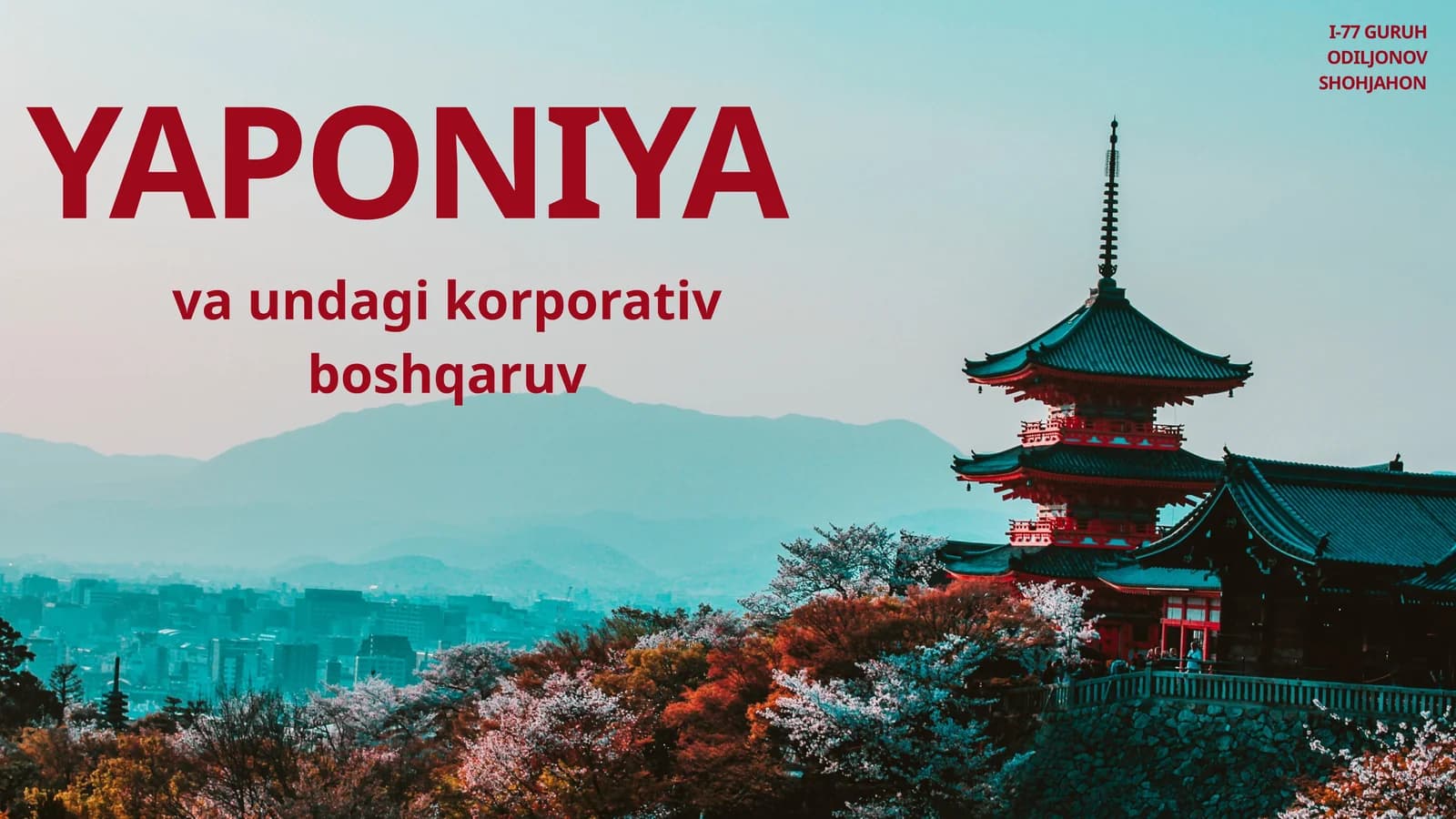YAPONIYA va undagi korporativ boshqaruv