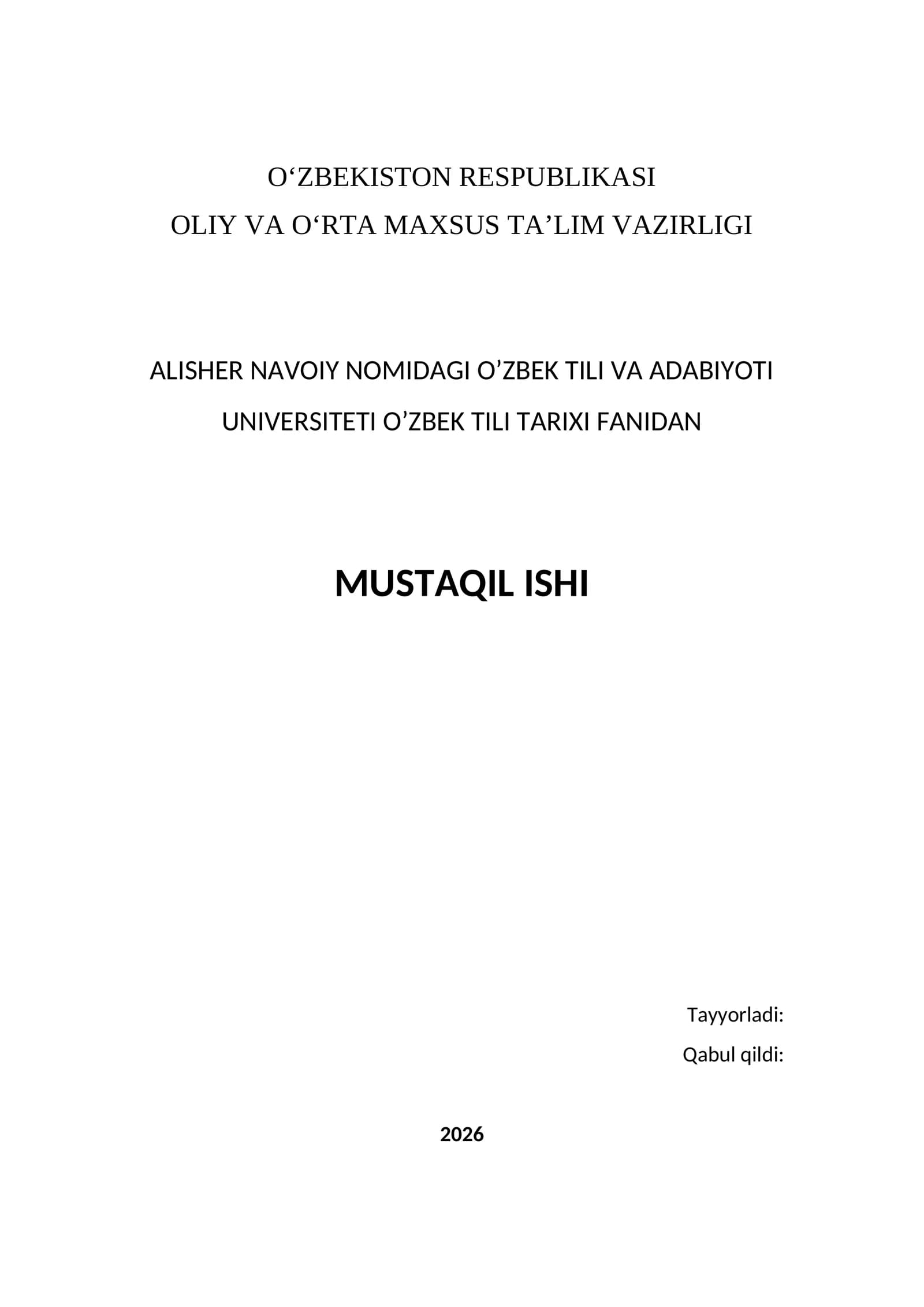 MUHOKAMAT UL - LUG’ATAYN O’ZBEK TILINING ILMIY GRAMMATIKASI