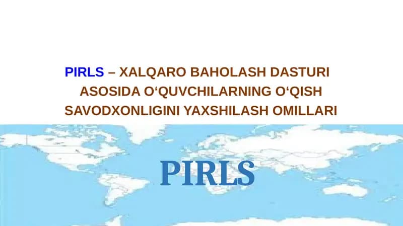 PIRLS tadqiqotlarida o'qish savodxonligi
