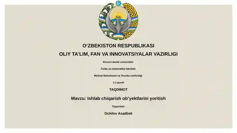 Ishlab chiqarish ob’yektlarini yoritish