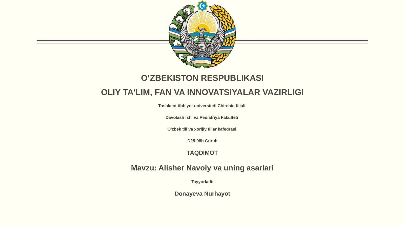 Alisher Navoiy va uning asarlari