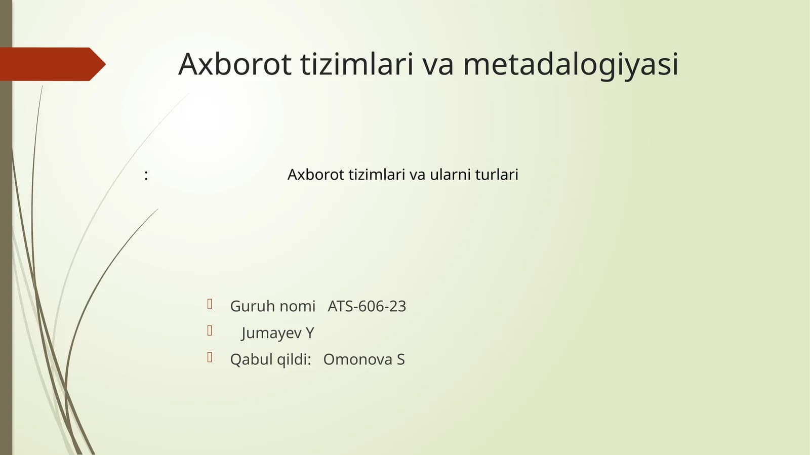 Axborot tizimlari va metadalogiyasi