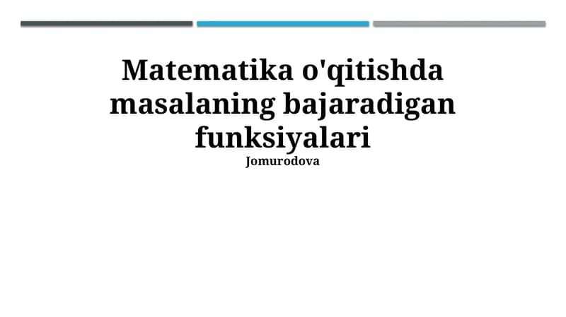 Masalaning bajaradigan funksiyalari