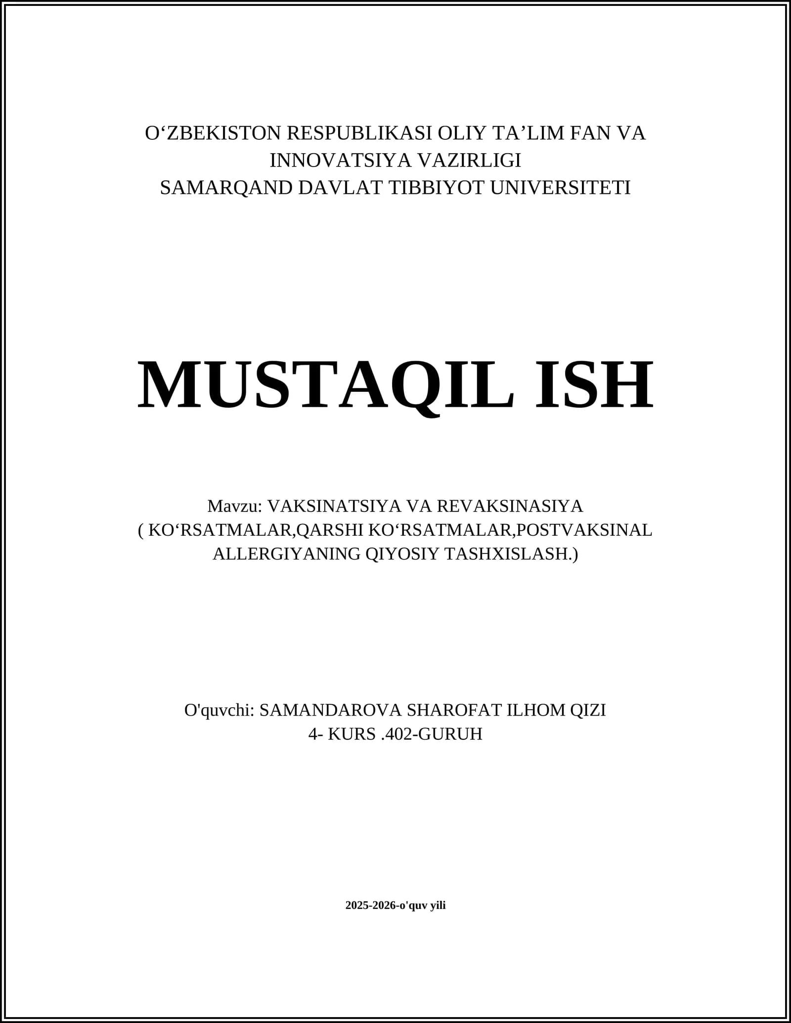 VAKSINATSIYA VA REVAKSINASIYA