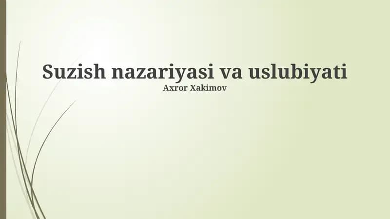 Suzish nazariyasi va uslubiyati