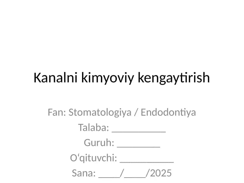 tish kanalini kimyoviy kengaytirish
